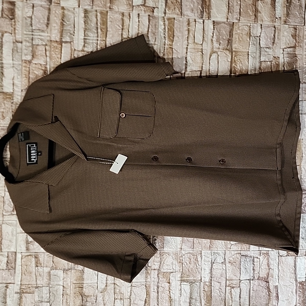 Pronti Collectuin By Phita Brown Short Sleeve Men's Shirt Brand New